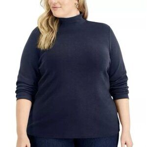 Karen Scott Deep Black Mock-Neck Top Plus Size 0X NWT